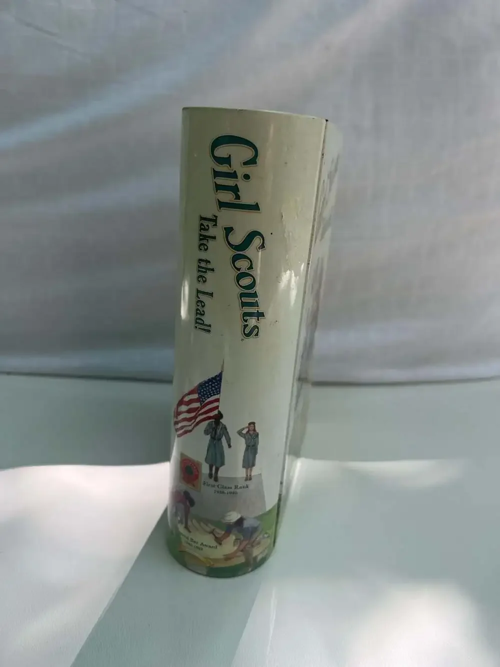 Vintage Girl Scouts Take the Lead Collectible Metal Book-Shaped Storage Tin